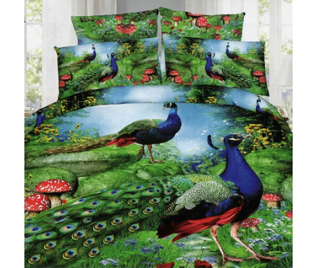 Lenjerie de pat digital print 3d (pea-fowl)